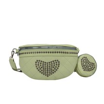  Heart Shape Rivet Fanny Pa For Women  Lattice Waist Bag Female Waist Pack Ladie - £52.07 GBP