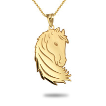 Personalized Engrave Name 10k 14k Gold Unicorn Horse Pendant Necklace - £271.65 GBP