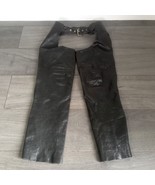 Black Leather Chaps Motorcycle BIKER Zipper Laces Snaps Barney&#39;s Daytona... - €66,04 EUR