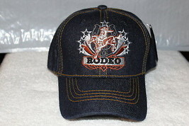 Cowboy Riding Bucking Horse Horseshoe Star Stars Rodeo Baseball Cap - $11.16