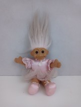 Vintage Russ Berrie Ballerina 7&quot; Plush Troll Doll Lt. Pink Hair Vinyl Face #2328 - £11.48 GBP