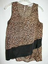 Charming Charlie Misses SMALL Leopard Animal Tank Top Cami Black Asymmet... - £7.79 GBP