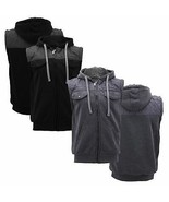 Men’s Casual Two Tone Warm Fleece Soft Sherpa Lined Quilted Zipper Hoode... - $41.36 CAD