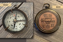 Solid Brass Nautical Pocket Compass Adventure Gift With Leather Cover. - £16.50 GBP