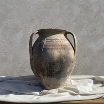 Large Antique Terracotta Vase, Rustic Turkish Pottery, Primitive Jug, Ag... - $329.00