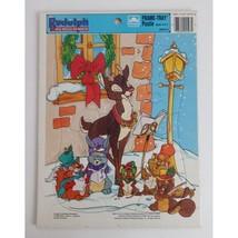 Vintage 1989 GOLDEN Christmas Rudolph Red Nose Reindeer Frame Tray Puzzle 12 Pc - £6.09 GBP