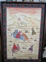 Persian Painting On Silk &#39;tiger Hunting&#39; - £148.61 GBP