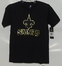 NFL Team Apparel Licensed New Orleans Saints Youth Medium Black Gold Tee Shirt image 1