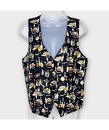 NICOLE MILLER Silk Vest Women&#39;s Large Wine Novelty Print Vintage 1995 Lt... - €38,39 EUR
