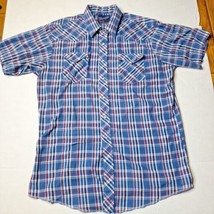 Vintage Wrangler Shirt Mens 17 Cowboy Cut Single Stitch X-Long Tail Pear... - $24.74