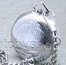 Pocket Watch DAKOTA Silver Color 42 MM for Men  with Fob Chain Gift Box P88 - £18.33 GBP