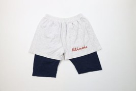 Vintage 90s Mens Large Spell Out University of Illinois Layered Shorts Gray USA - £47.33 GBP