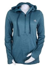 Adidas Trans Climawarm Jacket Womens M Teal Hooded Pullover Thumbhole 1/2 Zip - £15.40 GBP