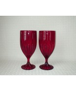 Mikasa  PARK LANE Ruby Red Iced Tea Glasses Goblets ~ Pair - $59.39