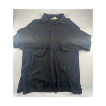 Perry Ellis Shirt Mens Large Black Button Up Casual Long Sleeve Workwear - $13.10