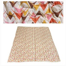 Vintage Mid Century Atomic Cosmic Print Bedspread Quilt Pink, Yellow 64&quot;... - $232.65