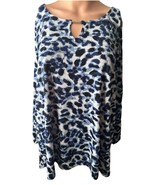 Jones New York Blue Cheetah Print Blouse In Woman’s Medium - $13.48 CAD