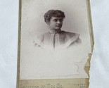 Antique Vintage Cabinet Card Photograph  Young Woman Chicago Illinois KG JD - $9.89