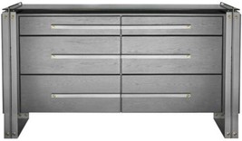 Dresser Modern Metallic Silver Luna Bella American Birch Hardwood Iron 6-Drawer - £5,781.08 GBP