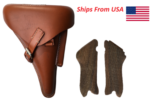 Primary image for German Original WW2 P08 Tan Luger Holster with P08 Wooden Hand Grips (Combo)
