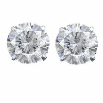 2.75Ct Moissanite Diamond Solitaire Stud Earrings Push Back 14K White Plated - £74.08 GBP