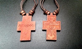 Handmade Greek Wooden Christian Necklace Cross Pendant in 3 Styles - £3.98 GBP+