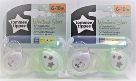 4 New Pacifiers Tommee Tippee Woodland Stars 6-18m 2-pack Glow in Dark - £11.28 GBP