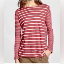 Vince Linen Striped Long Sleeve Crew Neck Top Size Small - $506.46 MXN