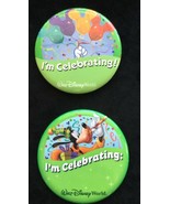 Disneyland Resort Buttons Im Celebrating Set Pins Goofy and Balloons - $8.41