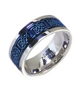 Blue Celtic Spinner Ring Mens Womens Stainless Steel Wedding Band Sizes ... - £15.63 GBP