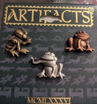 J&amp;J Jonette Artifacts frog trio  tone clutches lapel pins vintage oldstock - £14.09 GBP