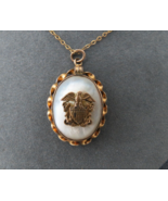 WWII Sweetheart Locket Pendant Necklace Signed PR. ST CO. MOP Gold Fille... - £38.53 GBP