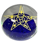 Vintage Masonic Cobalt Clear Glass Paperweight Eastern Star B Marked G I... - $34.28 CAD