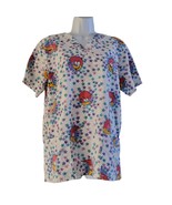 Woody Woodpecker Medium Scrub Shirt Floral Print Pediatric Nurse Vet Scrubs - £19.35 GBP