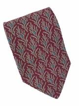 Giorgio Armani Neck Tie Men&#39;s Silk Maroon Red Coral Pattern Print Made I... - £25.55 GBP