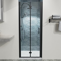 30 to 31-3/8 in. W x 72 in. H Bi-Fold Semi-Frameless Shower Doors in Matte Black - £189.51 GBP