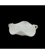 Vintage FENTON Hobnail Milk Glass Ruffled Edge Double Handle Candy Dish - $204.04 MXN