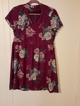 Anthropologie As U Wish Dress Woman M Mauve Floral Mini Dress Cut Out Pleated - £11.50 GBP