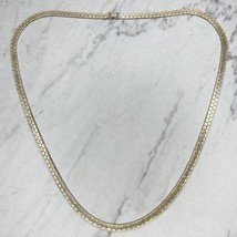 Vintage Textured Silver Tone Flat Link Necklace - £5.53 GBP