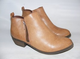 Jellypop Women Size 9 M ERIKA Ankle Boots Brown Leather Booties Dual Zip... - £16.95 GBP