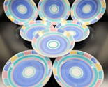 8 Caleca Color Blocks Soup Pasta Bowls Vintage Pastel White Table Dish I... - $145.40