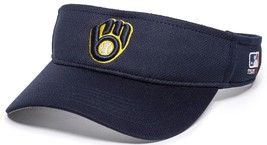 Milwaukee Brewers MLB OC Sports Navy Blue Mesh Golf Visor Hat Cap Men Adjustable - £13.62 GBP