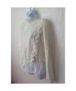 Express Romantic Ivory Lace Top Size Medium Long Sleeve Mock Neck Peplum... - £19.76 GBP