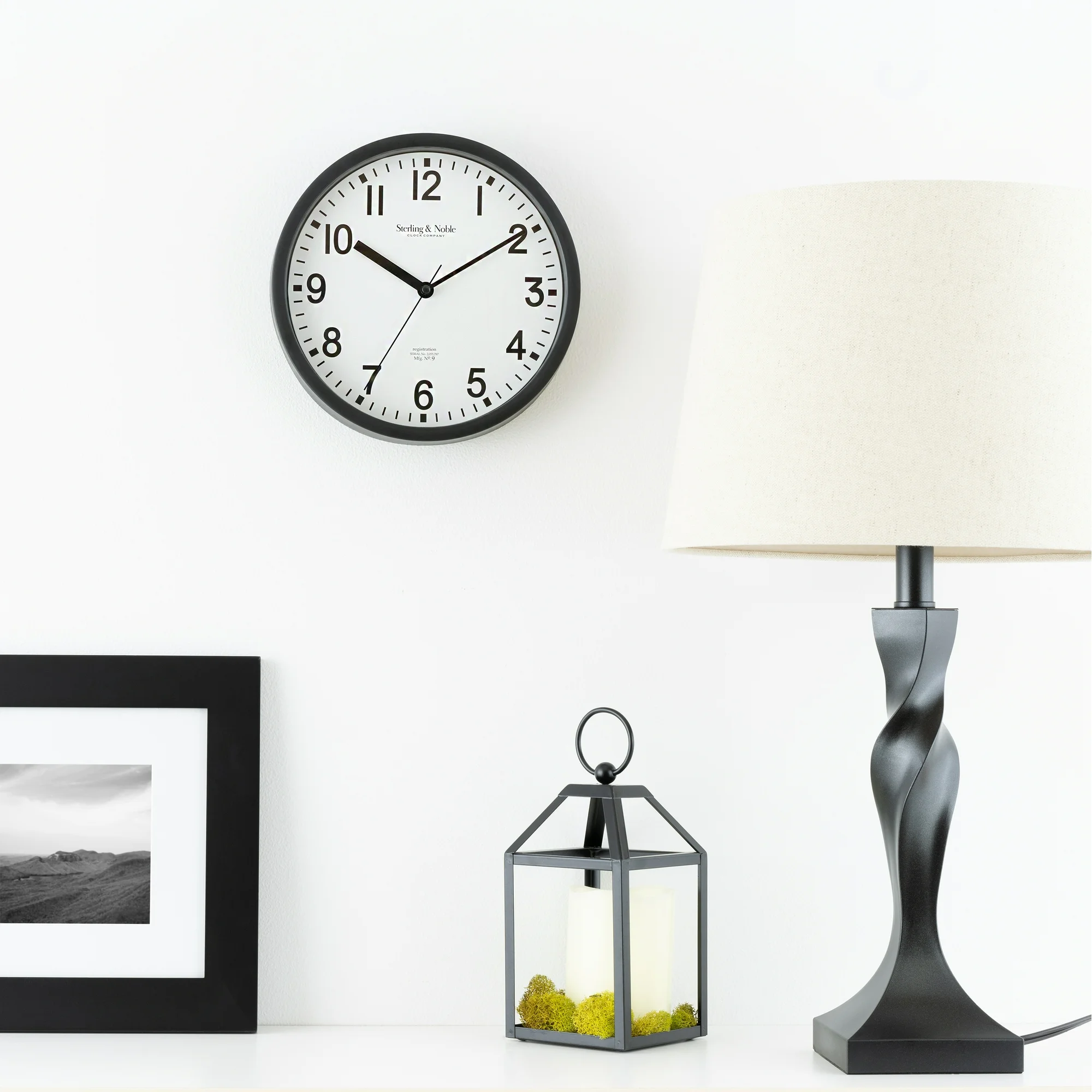 Analog Wall Clock  8.78 Black Round Modern Indoor Timepiece - $32.76