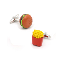 Kings Collection Burger Fries Cufflinks Men Formal Suit Accessories - £14.93 GBP