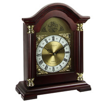 Bedford Clock Collection Redwood Mantel Clock with Chimes - £94.45 GBP