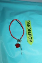 44 Red Wax Braided Rope With Paw Print Enamel Charm Pet Love Bracelet Jewelry - £37.14 GBP