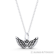 Guardian Angel Eagle Wing w/ Feather Oxidized .925 Sterling Silver Charm Pendant - $20.04+