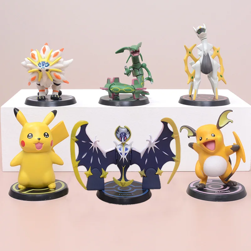 6pcs Pokemon Pikachu Arceus Rayquaza Anime Action Figure Collection Model Doll - £28.21 GBP