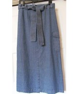 KATE HILL Cargo Skirt Long Tencel Rayon Denim Look Blue 4 New Vintage - $39.00